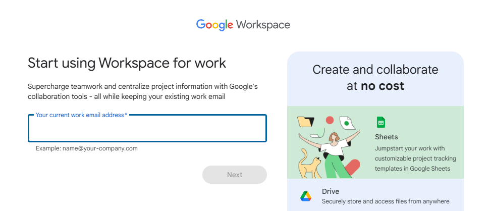 free google account for work with Google Workspace essentials