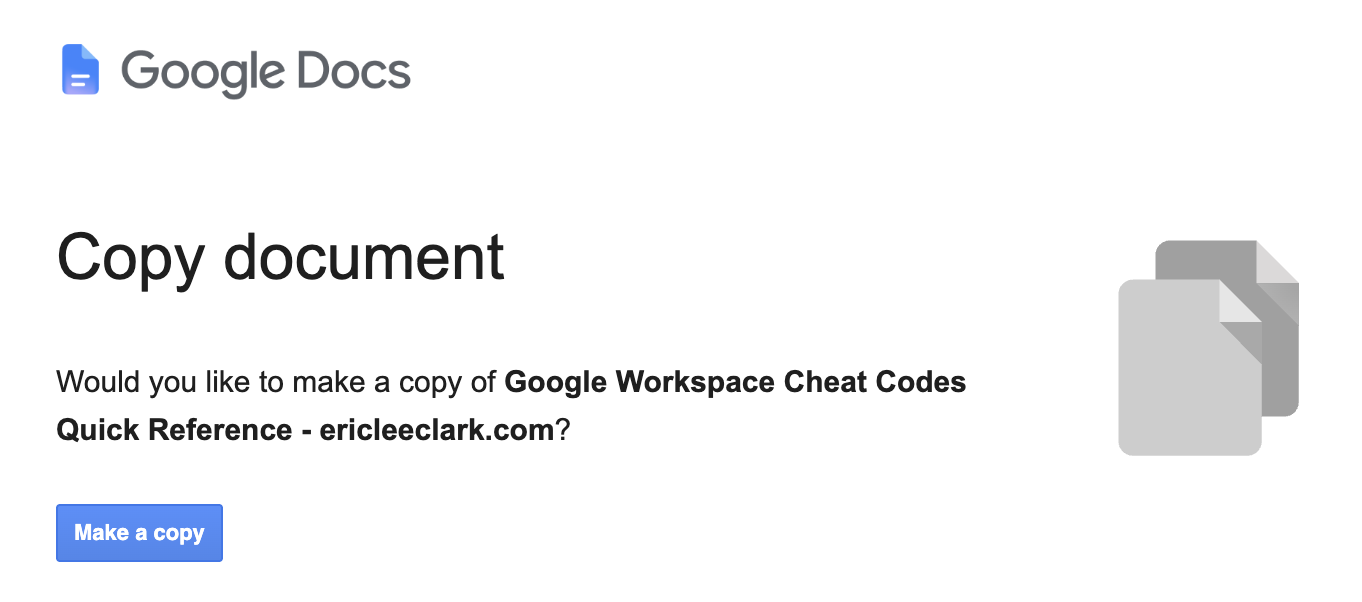 Google Docs Make a copy prompt screen